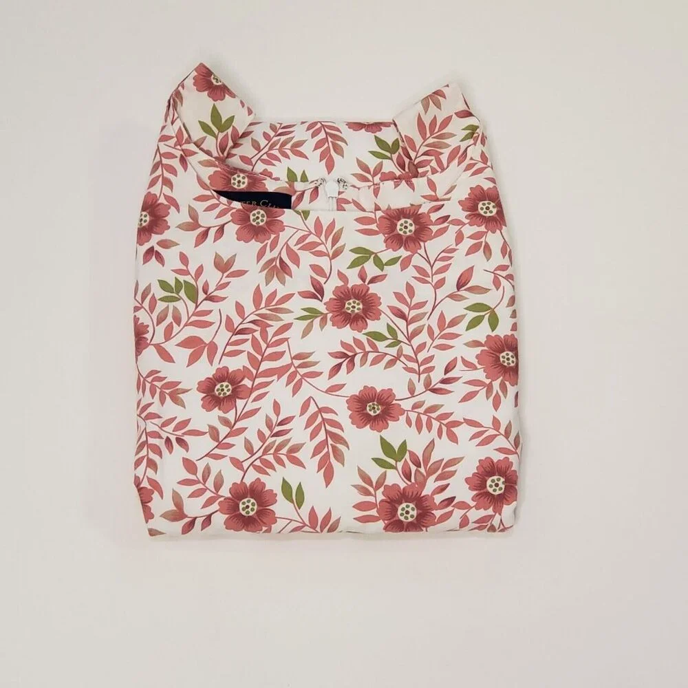 Charter Club Sheath Dress Women's Size 10 Cotton Pink Poppy Floral Zipper VTG - Picture 14 of 16